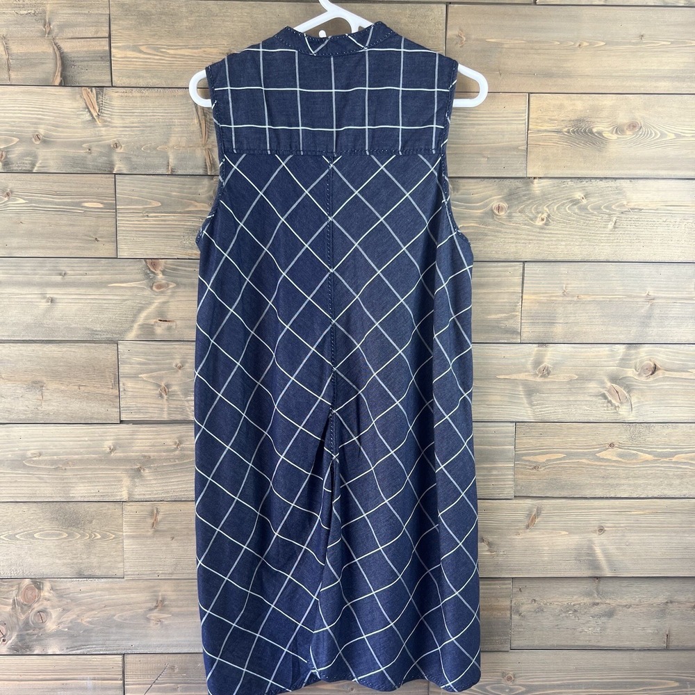 Max Studio Womens Dress Sleeveless Knee Length 1/4 Button Blue Size Large - Picture 4 of 5